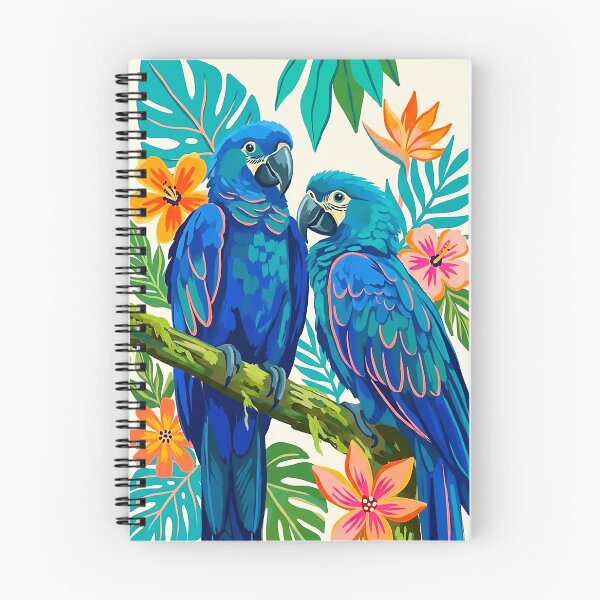 Item preview, Blue Macaws on Tropical Branches | Exotic Watercolor Bird Art designed and sold by Islabonita..
