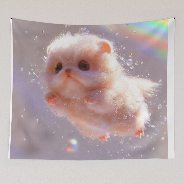 Item preview, Floating Rainbow Fluffy Creature – Cute Fantasy Art Design designed and sold by Vibescapes.