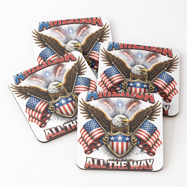 Item preview, America All The Way Patriotic Eagle T-Shirt designed and sold by INVIKETOS.