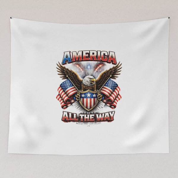 Item preview, America All The Way Patriotic Eagle T-Shirt designed and sold by INVIKETOS.