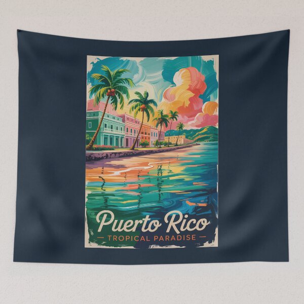 Item preview, Puerto Rico Painterly Illustration Travel Art Vintage designed and sold by KrisSidDesigns.