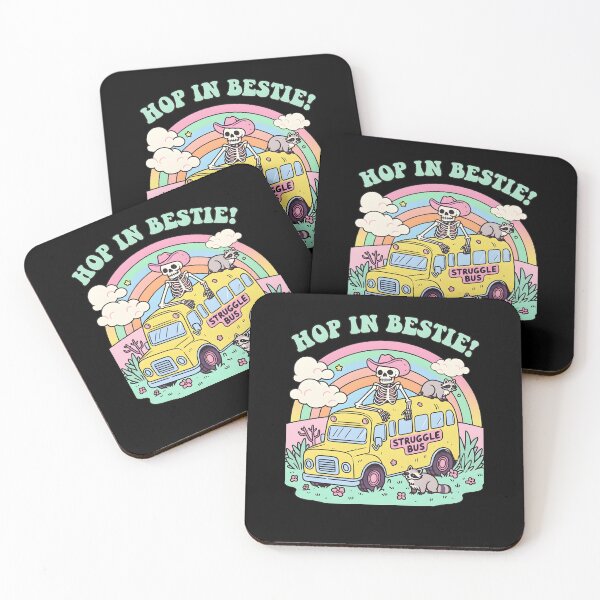 Item preview, Hop In Bestie Struggle Bus Skeleton Cowboy Funny Rainbow Meme designed and sold by alidiaa.