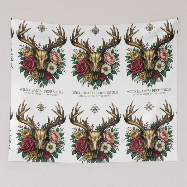 Item preview, Wild Hearts Floral Deer Skull designed and sold by Sovereign Supply Co..