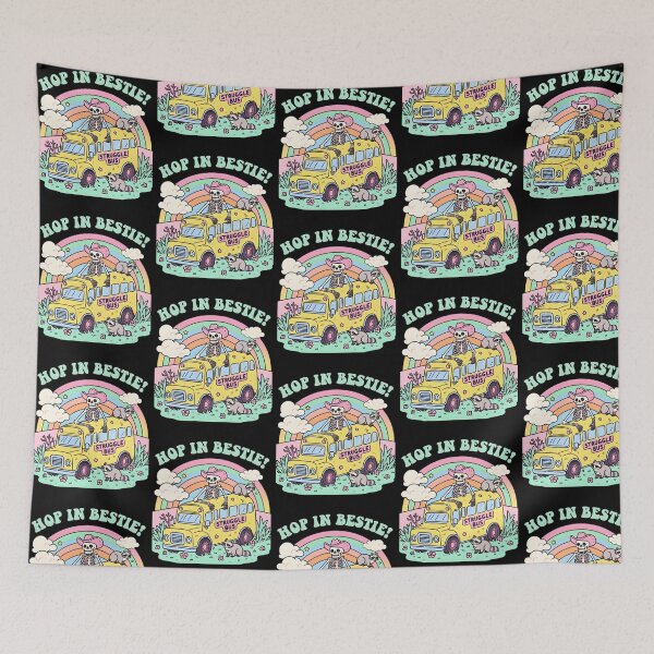 Item preview, Hop In Bestie Struggle Bus Skeleton Cowboy Funny Rainbow Meme designed and sold by alidiaa.