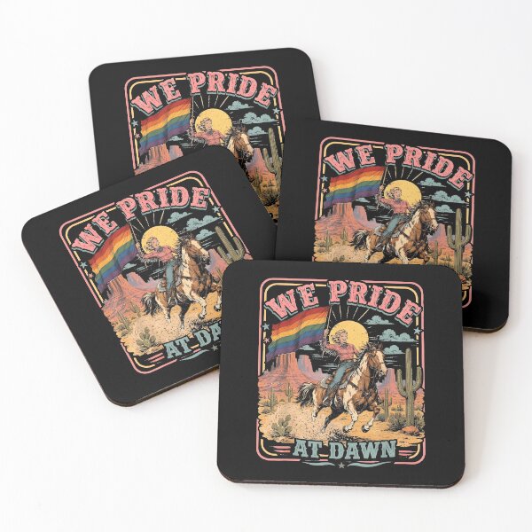 Item preview, We Pride At Dawn LGBTQ Cowgirl Riding Horse Retro Western Pride Flag designed and sold by alidiaa.