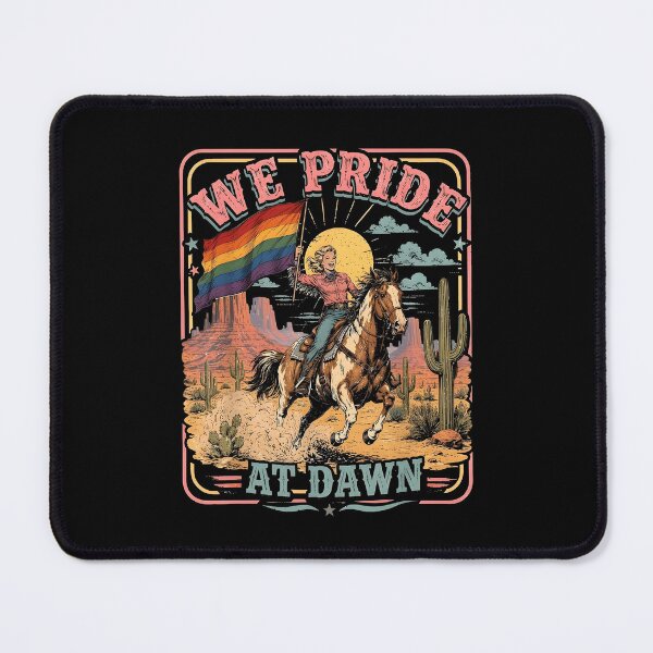 Item preview, We Pride At Dawn LGBTQ Cowgirl Riding Horse Retro Western Pride Flag designed and sold by alidiaa.