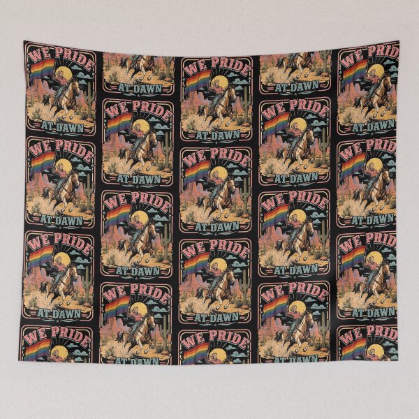 Item preview, We Pride At Dawn LGBTQ Cowgirl Riding Horse Retro Western Pride Flag designed and sold by alidiaa.