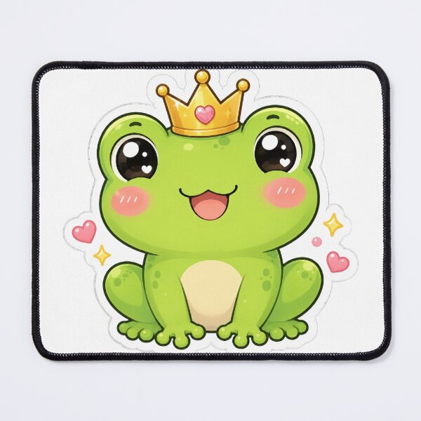 Item preview, Kawaii Frog King Sticker – Cute Crowned Frog designed and sold by PixelMood Stickers.