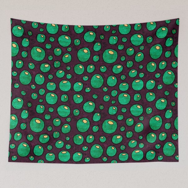 Item preview, Graphic green poison bubbles pattern, emerald green and dark purple abstract bubbles designed and sold by NadiaChevrel.