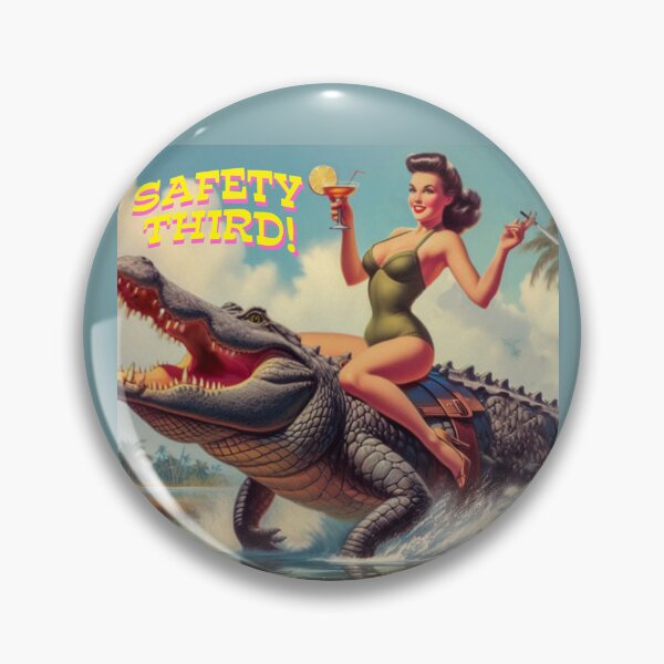 Item preview, Vintage Postcard Gator Rodeo Safety Third Spoof designed and sold by Larry Oates.