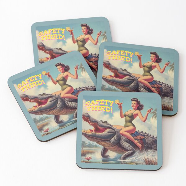 Item preview, Vintage Postcard Gator Rodeo Safety Third Spoof designed and sold by Larry Oates.