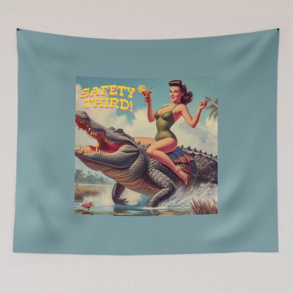 Item preview, Vintage Postcard Gator Rodeo Safety Third Spoof designed and sold by Larry Oates.
