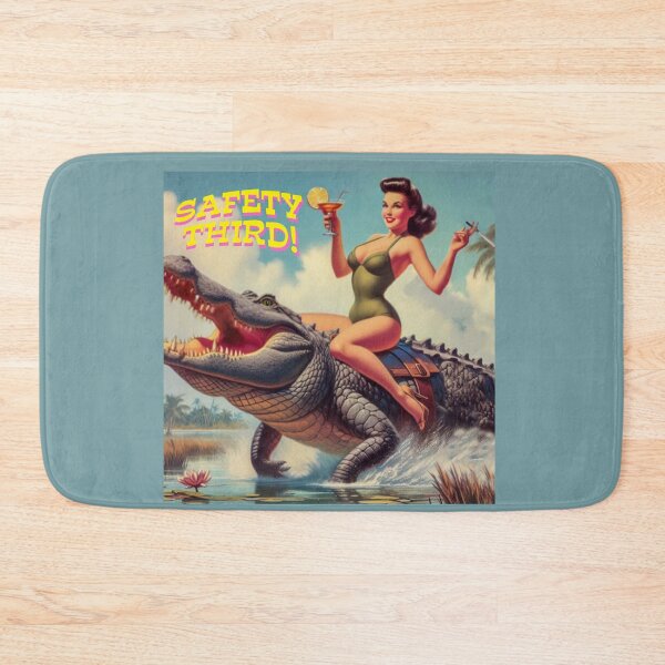 Item preview, Vintage Postcard Gator Rodeo Safety Third Spoof designed and sold by Larry Oates.