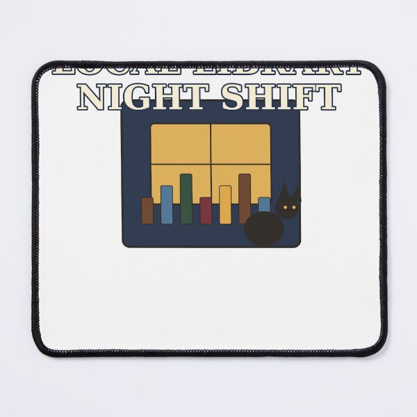Item preview, Local Library Night Shift – Cozy Black Cat Library Design designed and sold by Cozy Oddities Studio.