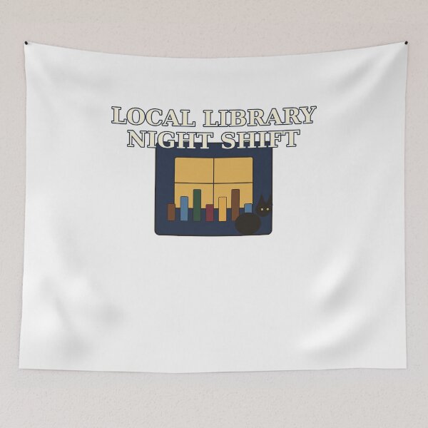 Item preview, Local Library Night Shift – Cozy Black Cat Library Design designed and sold by Cozy Oddities Studio.