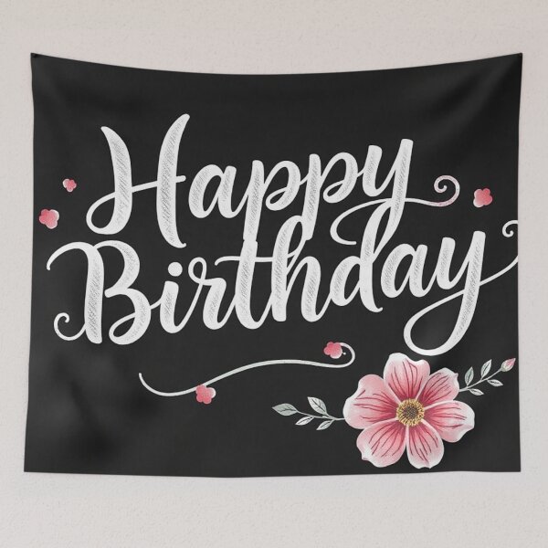 Item preview, Black Pink Floral Birthday Card designed and sold by IntelliMindDesigns.