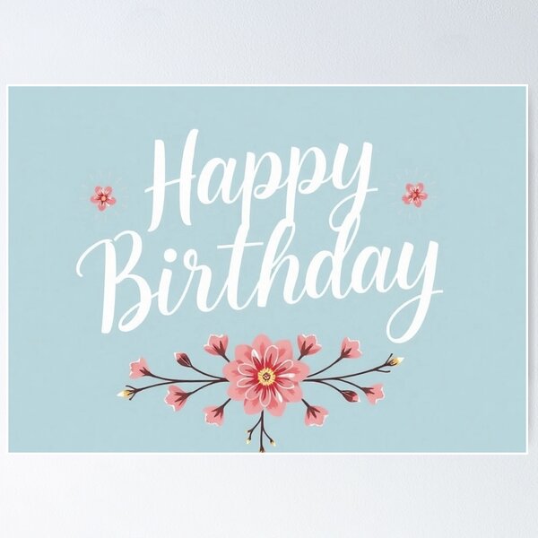 Item preview, Pale Blue Floral Birthday Card designed and sold by IntelliMindDesigns.
