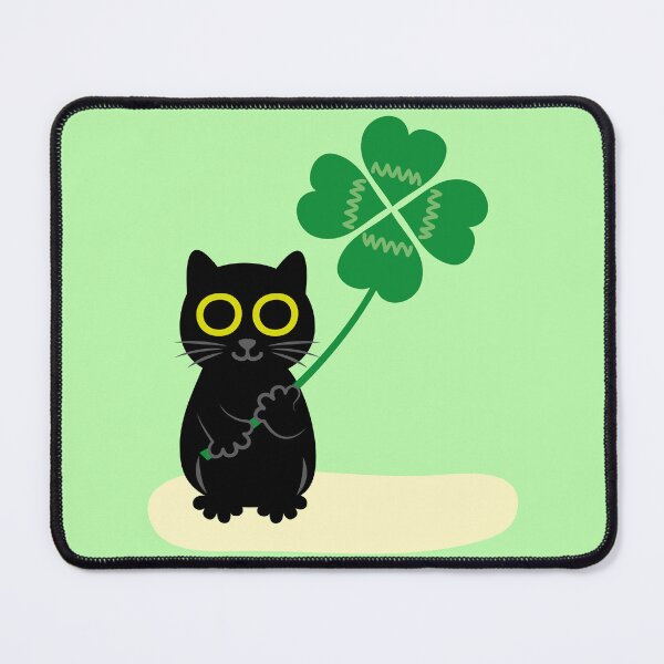 Item preview, Lucky Black Cat with Four Leaf Clover designed and sold by fishdesigns.