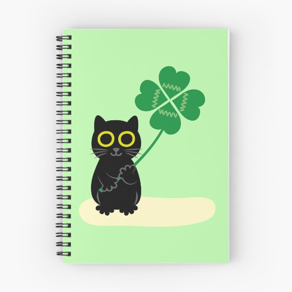Item preview, Lucky Black Cat with Four Leaf Clover designed and sold by fishdesigns.