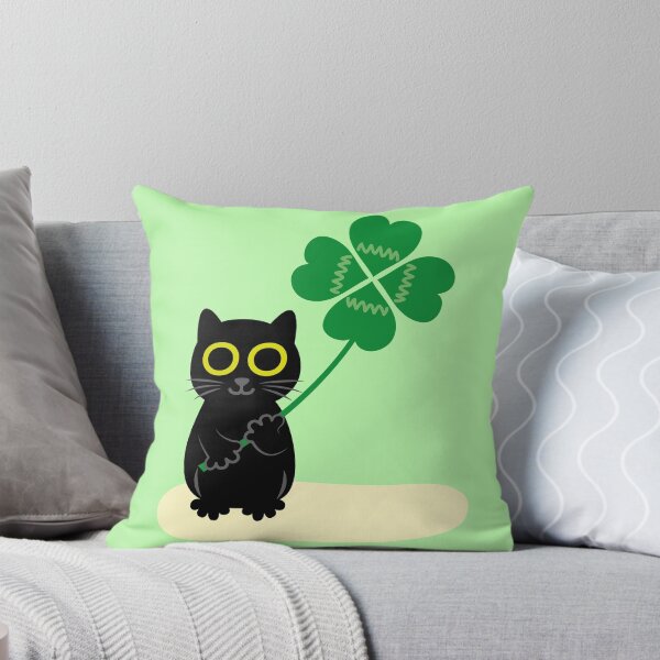 Item preview, Lucky Black Cat with Four Leaf Clover designed and sold by fishdesigns.