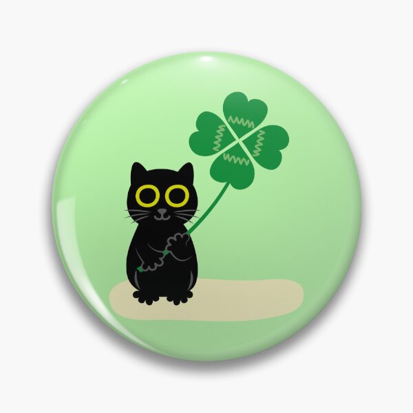 Item preview, Lucky Black Cat with Four Leaf Clover designed and sold by fishdesigns.