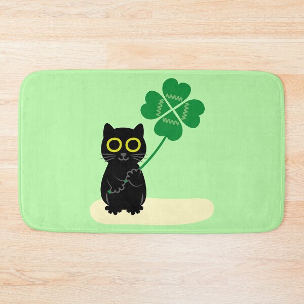 Item preview, Lucky Black Cat with Four Leaf Clover designed and sold by fishdesigns.