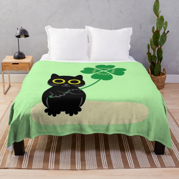 Item preview, Lucky Black Cat with Four Leaf Clover designed and sold by fishdesigns.