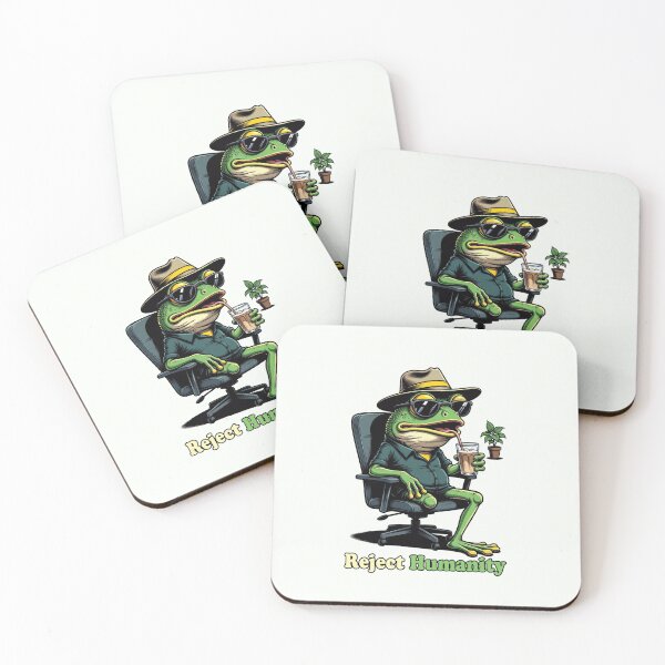 Item preview, Reject Humanity Cool Frog Meme Typographic Poster designed and sold by PixelQ.