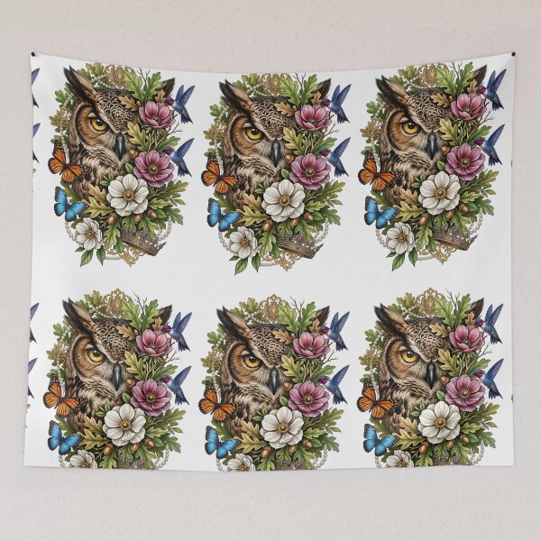 Item preview, Floral Majestic Owl Royal Hummingbird designed and sold by Sovereign Supply Co..
