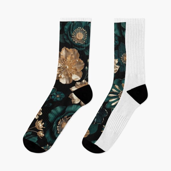 Item preview, Emerald Gold Blossom Pattern | Luxury Floral Botanical Design | Elegant Dark Flower Artwork designed and sold by GalleryPeak.