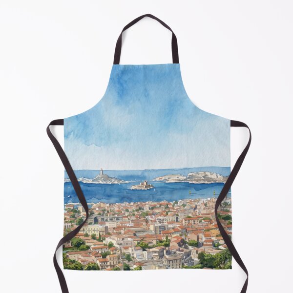 Item preview, Marseille and the Frioul Islands in Watercolor Style — Art from Real Photography designed and sold by M.ALK.Watercolor.