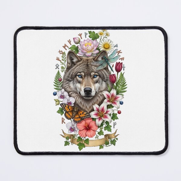 Item preview, Majestic Wolf Head Floral Cottagecore designed and sold by Sovereign Supply Co..