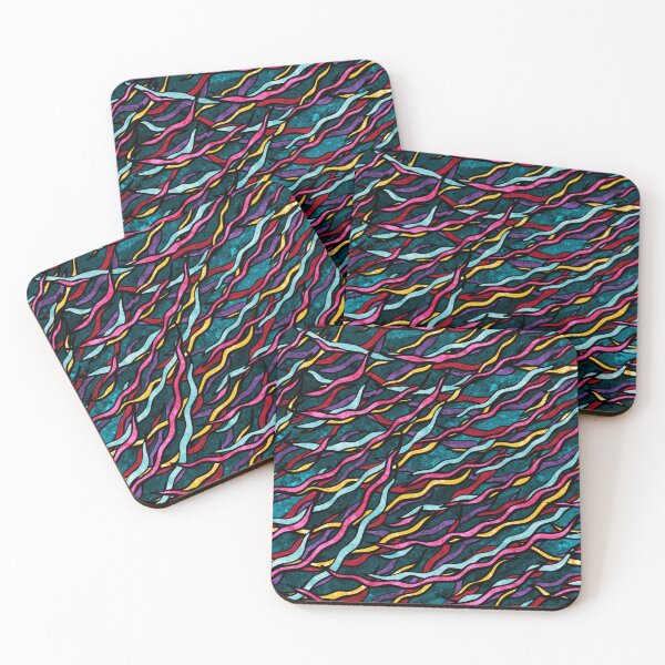 Item preview, Rainbow ribbons pattern on duck blue background designed and sold by NadiaChevrel.