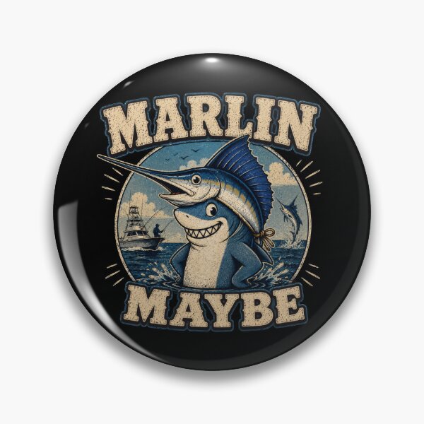 Item preview, Marlin Maybe Funny Fishing Shark Art designed and sold by Retr0Tshirts.