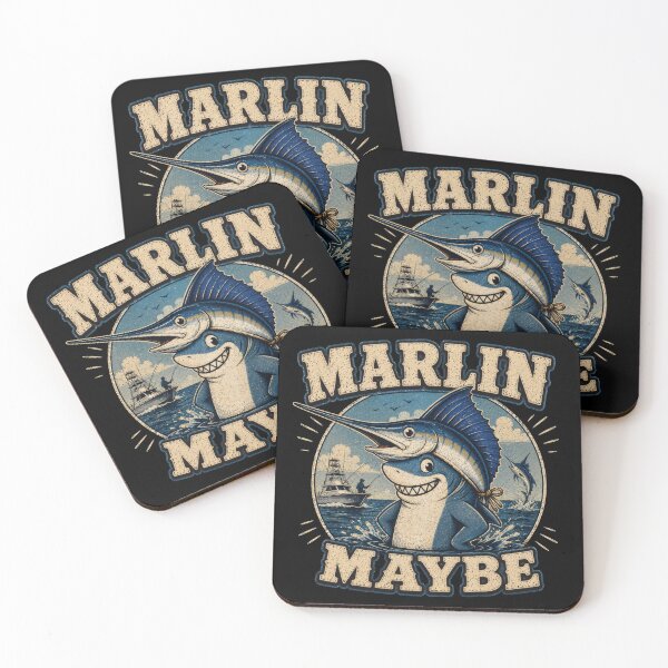 Item preview, Marlin Maybe Funny Fishing Shark Art designed and sold by Retr0Tshirts.