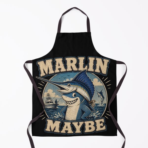 Item preview, Marlin Maybe Funny Fishing Shark Art designed and sold by Retr0Tshirts.