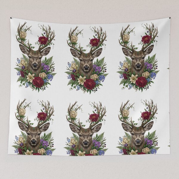 Item preview, Majestuosa cabeza de ciervo con astas florales designed and sold by Sovereign Supply Co..