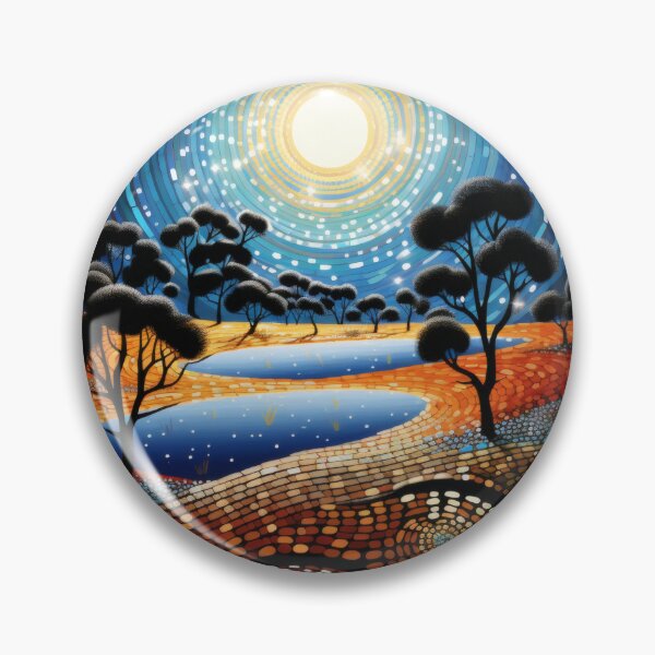 Item preview, Aboriginal Inspired Dot Art - Night Local Pond designed and sold by GrinGalore.