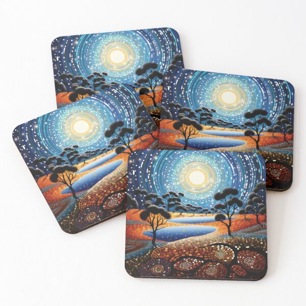 Item preview, Aboriginal Inspired Dot Art - Night Local Pond designed and sold by GrinGalore.
