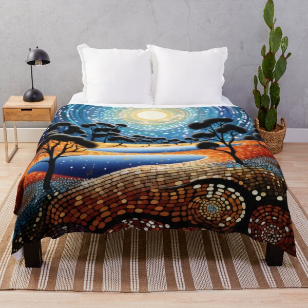 Item preview, Aboriginal Inspired Dot Art - Night Local Pond designed and sold by GrinGalore.