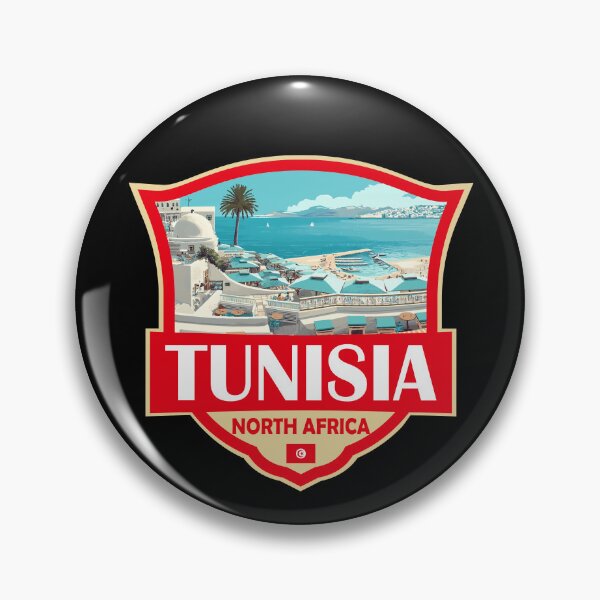 Item preview, Tunisia Illustration Retro Badge designed and sold by KrisSidDesigns.