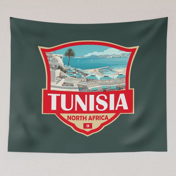 Item preview, Tunisia Illustration Retro Badge designed and sold by KrisSidDesigns.