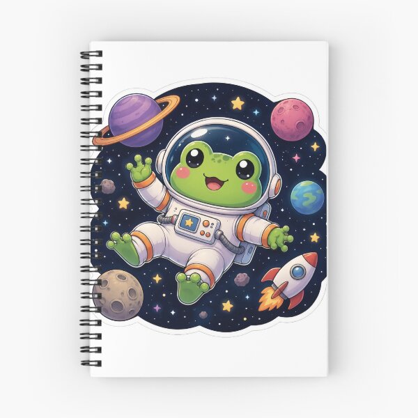 Item preview, Kawaii Frog Astronaut Floating in Space | Cute Space Sticker designed and sold by PixelMood Stickers.