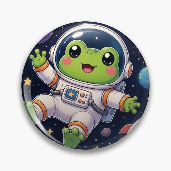 Item preview, Kawaii Frog Astronaut Floating in Space | Cute Space Sticker designed and sold by PixelMood Stickers.