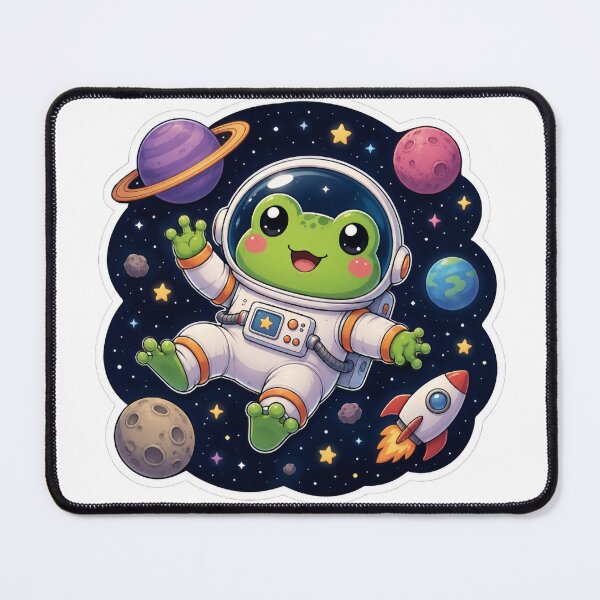 Item preview, Kawaii Frog Astronaut Floating in Space | Cute Space Sticker designed and sold by PixelMood Stickers.