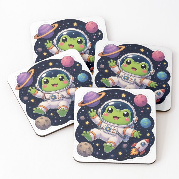 Item preview, Kawaii Frog Astronaut Floating in Space | Cute Space Sticker designed and sold by PixelMood Stickers.