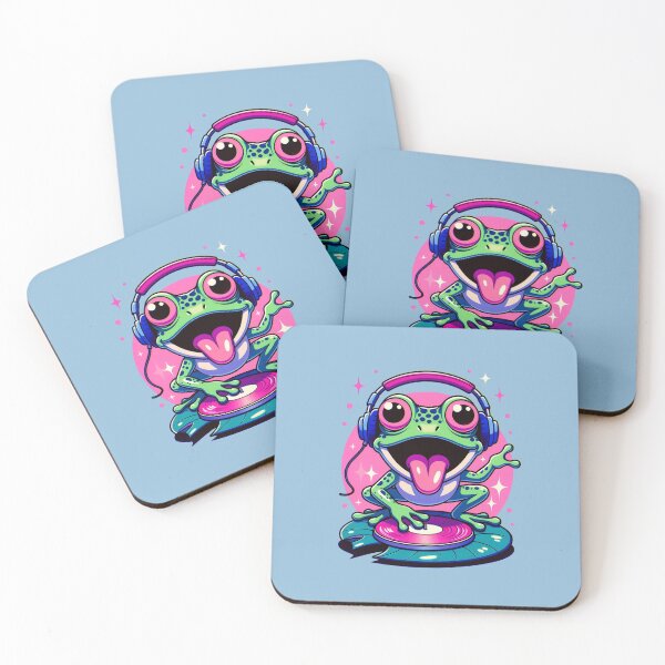 Item preview, DJ Frog Headphones Retro Neon Music Sticker designed and sold by PixelQ.
