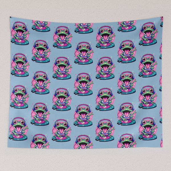 Item preview, DJ Frog Headphones Retro Neon Music Sticker designed and sold by PixelQ.