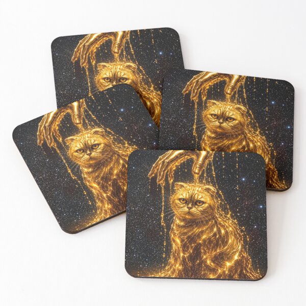 Item preview, Golden Cat of the Cosmos - Born from Starlight and Gold designed and sold by WildCosmos.