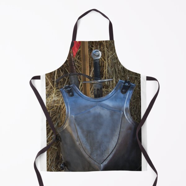 Item preview, Medieval Sword and Steel Breastplate Armor Standing Against Hay Bales at Reenactment designed and sold by Nmallia.